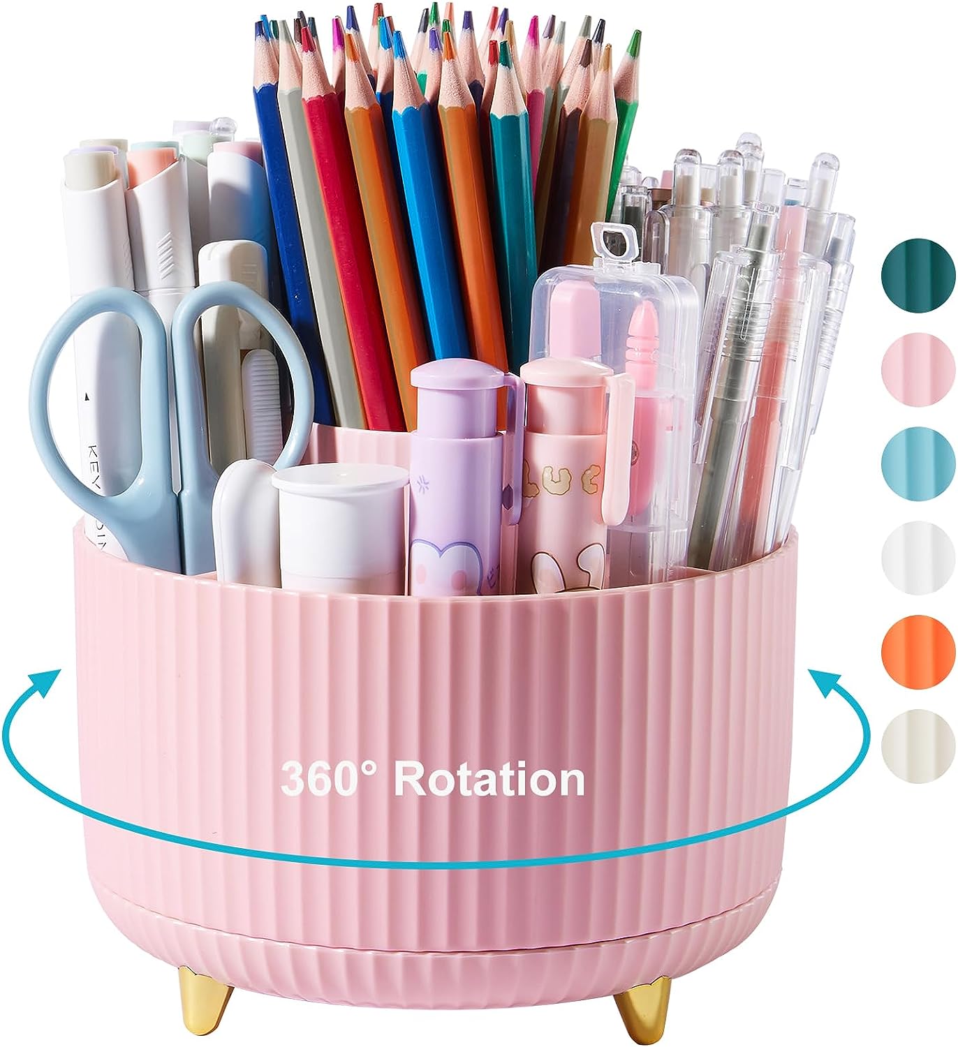 Desk Pencil Pen Holder, Rotating Desk Pen Organizers for Desk, Desktop Storage, Stationery Supplies for Office, School, Home -5 Slots Desk Pencil Pen Holder, Rotating Desk Pen Organizers for Desk, Desktop Storage, Stationery Supplies for Office, School, Home -5 Slots